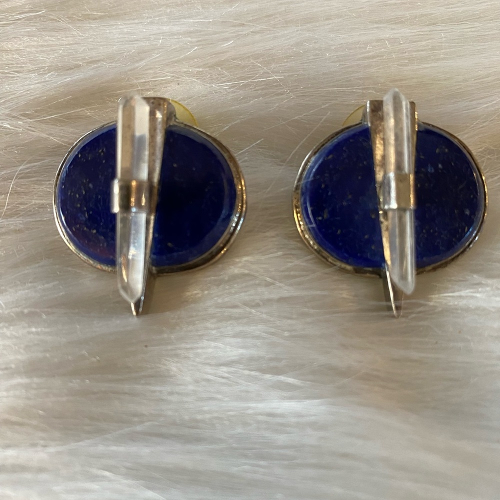 Sterling Silver, Lapis and Crystal Quartz Earrings